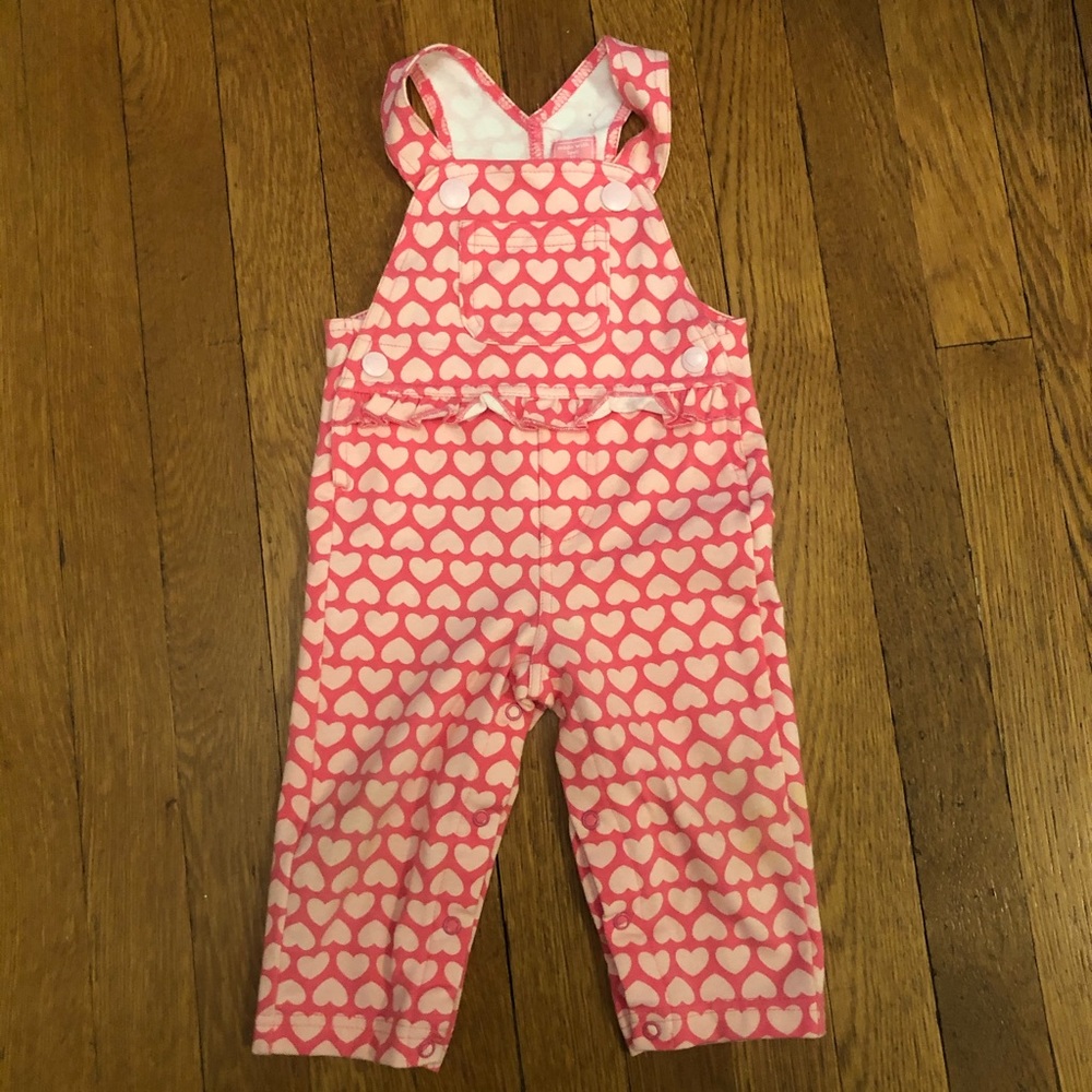 9-12M Pink Heart Overall Style Suit Never Worn